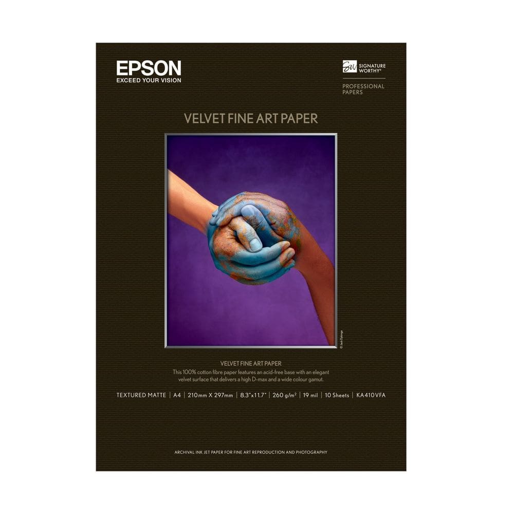Papel de arte Epson Velvet Fine A4 tamanho pacote de 10 folhas