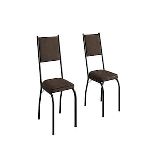 Kit com Duas Cadeiras de Cozinha 90cm X 43cm X 34cm Preto/ Madeira Imbuia