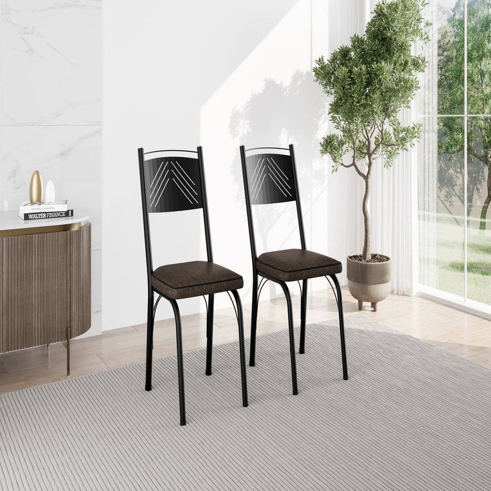 Kit com Duas Cadeiras de Cozinha 151 Preto/Imbuia