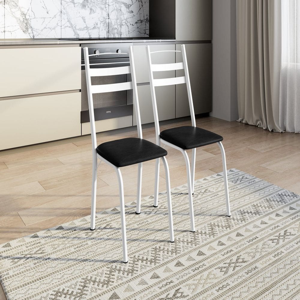 Kit com Duas Cadeiras de Cozinha 061 Branco/Rattan