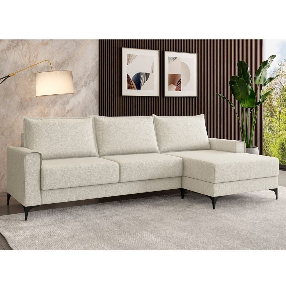 Sofá para Sala de Estar 3 Lugares Moderno Premium Branco