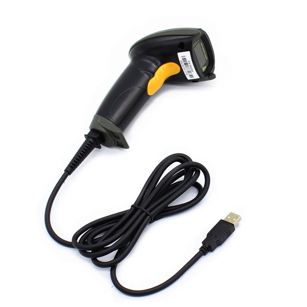 Scanner de código de barras a laser USB WoneNice Wired, portátil, preto