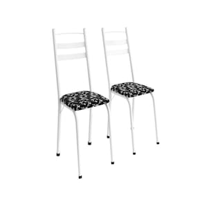 Kit com Duas Cadeiras de Cozinha 92cm Branco/ Preto