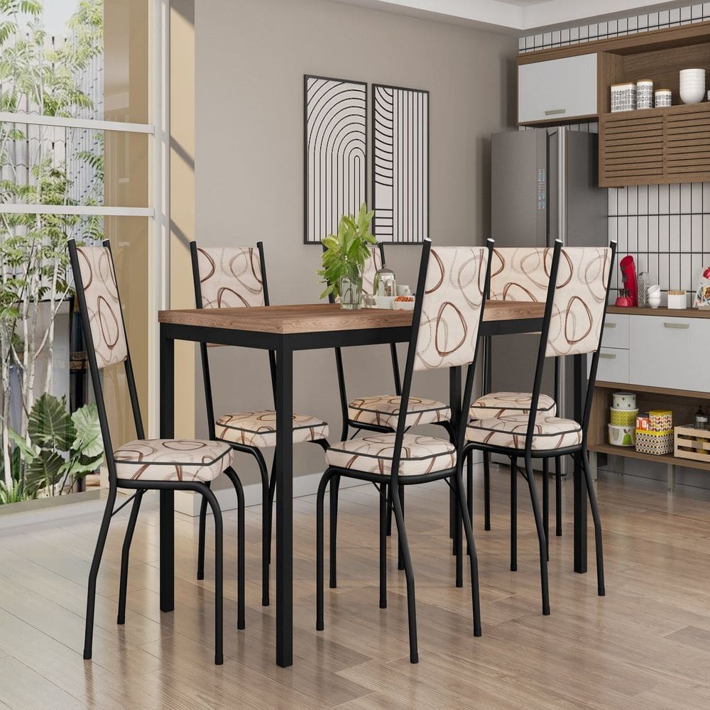 Conjunto Sala de Jantar com 6 Cadeiras SF Preto/ Madeira Cedro/ Demolição