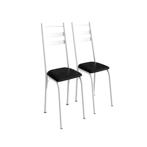 Kit com Duas Cadeiras de Cozinha 92cm Branco/ Preto