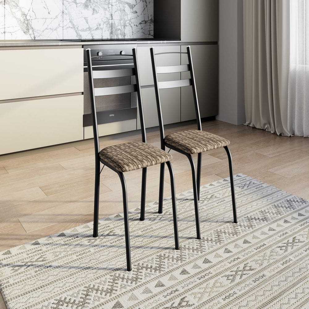 Kit com Duas Cadeiras de Cozinha 061 Preto/ Rattan