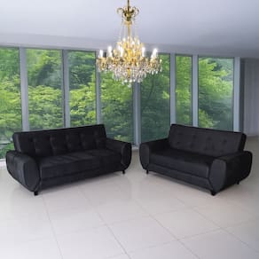 Sofá Clássico 2 Lugares para Sala de Estar Preto