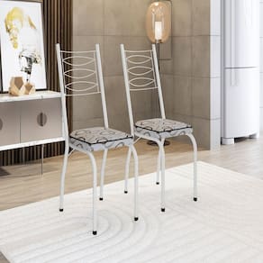 Kit com Duas Cadeiras de Cozinha 262 Branco/ Cedro