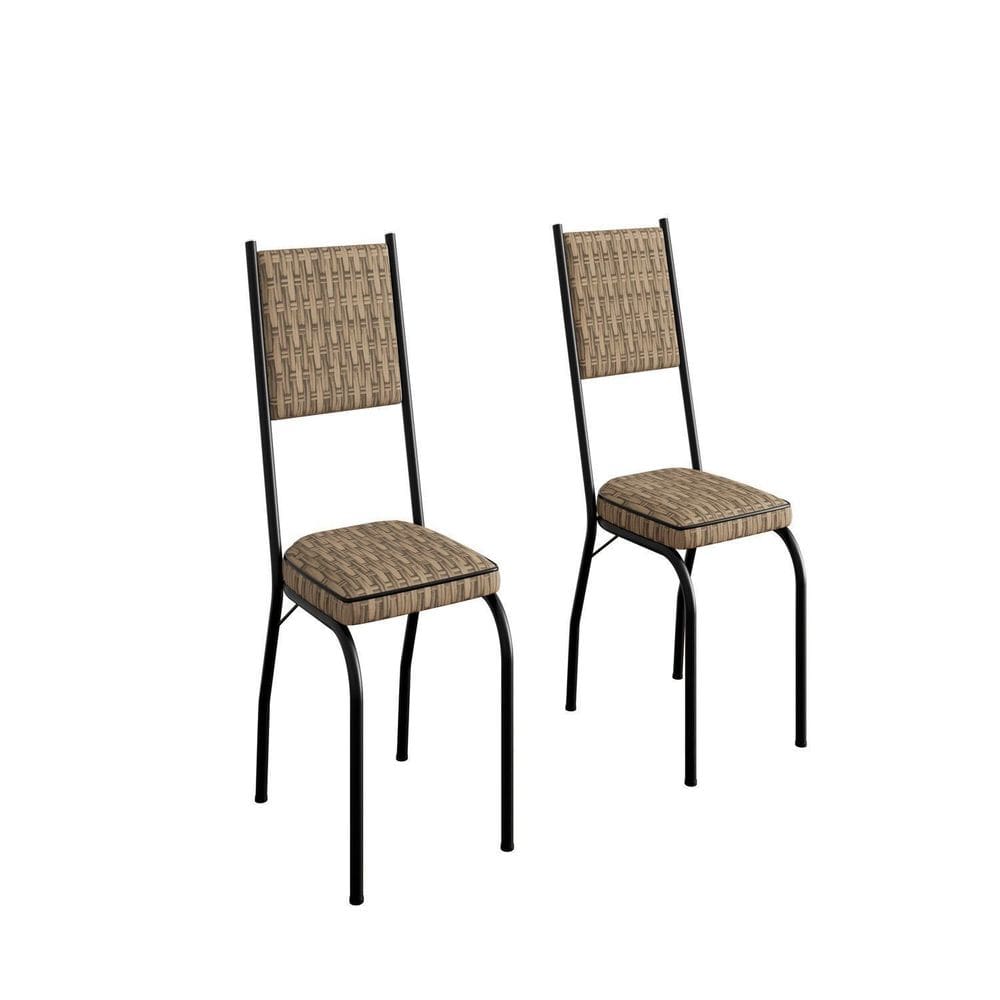 Kit com Duas Cadeiras de Cozinha 90cm X 43cm X 34cm Preto/ Rattan