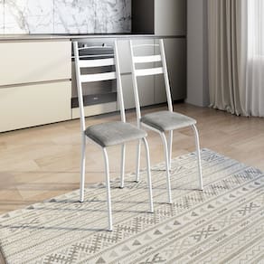 Kit com Duas Cadeiras de Cozinha 92cm X 41cm X 34cm Branco/Grafiato