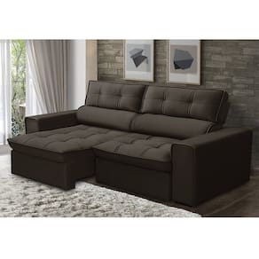 Sofá Retrátil e Reclinável 3 Lugares 180cm Marrom