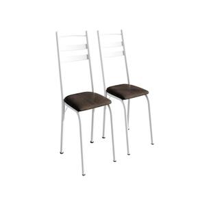 Kit com Duas Cadeiras de Cozinha 92cm X 41cm X 34cm Branco/ Madeira Imbuia