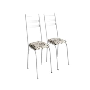 Kit com Duas Cadeiras de Cozinha 92cm X 41cm X 34cm Branco/ Madeira Cedro