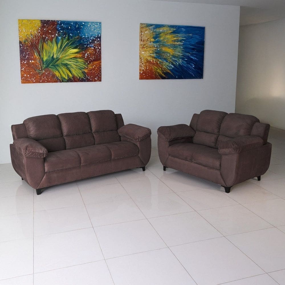Conjunto de Sofás 3 e 2 Lugares Clássico Marrom