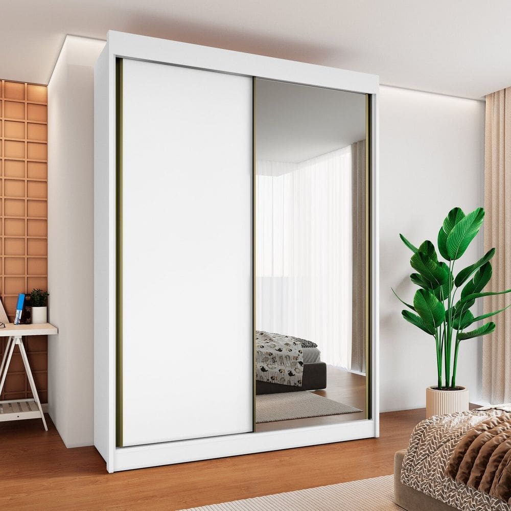 Guarda-roupa Casal 2 Portas de Correr 100% Mdf Branco
