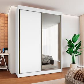 Guarda-roupa Casal 2 Portas de Correr 100% Mdf Branco