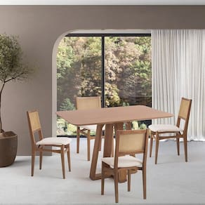 Conjunto Mesa com 4 Cadeiras Madeira Maciça Tampo Laminado Sala de Jantar Serena Nogueira