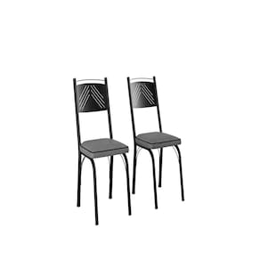 Kit com Duas Cadeiras de Cozinha 92cm Preto/ Platina