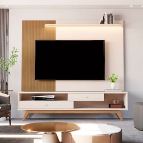 Estante Home Theater para Tv até 75 Polegadas com Led Ripado Impressão 5232 Elmo/Offwhite