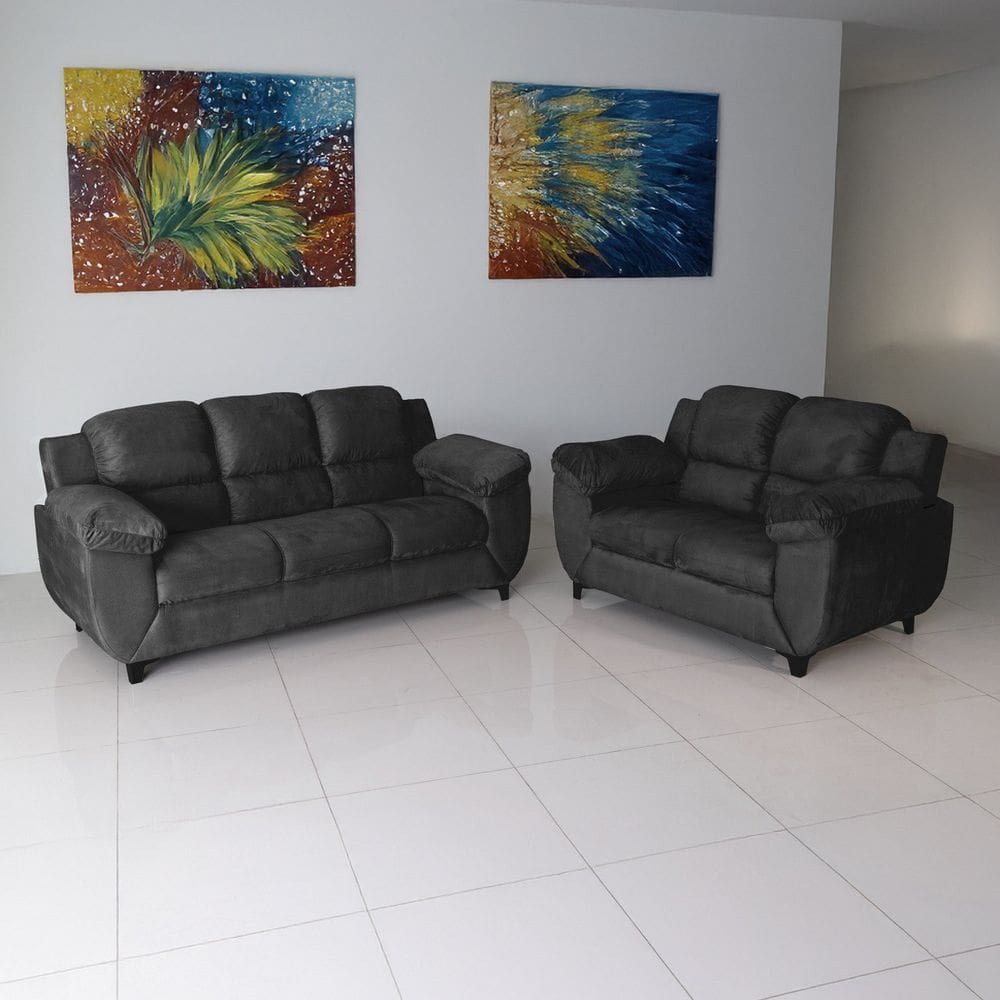Conjunto de Sofás Clássico 3 e 2 Lugares Preto