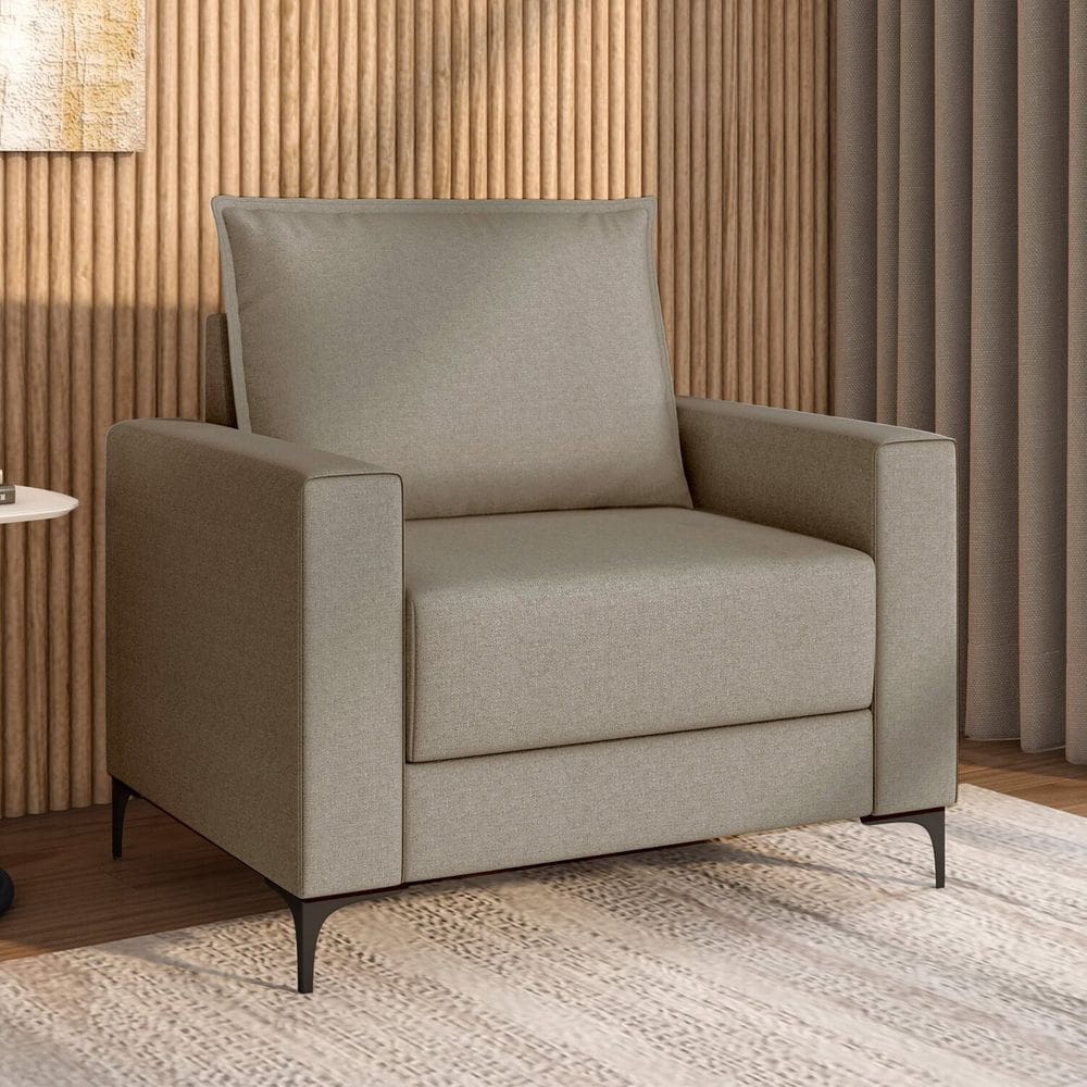 Poltrona para Sala de Estar com Pés de Metal Coleção Premium Bege