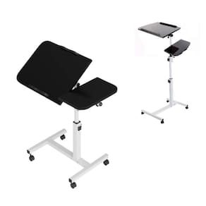 Mesa Notebook Dupla Articulada Altura Ajustavel Suporte Computador Jantar Com Rodinhas Carrinho Multifuncio