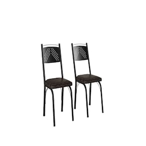 Kit com Duas Cadeiras de Cozinha 92cm Preto/ Tecelão Cacau