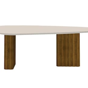 Mesa com Tampo Orgânico com Vidro 75x200x100cm Freijó/Off White