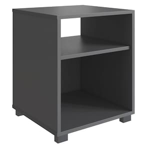 Mesa de Cabeceira Siena Grafite com Prateleira e Nicho