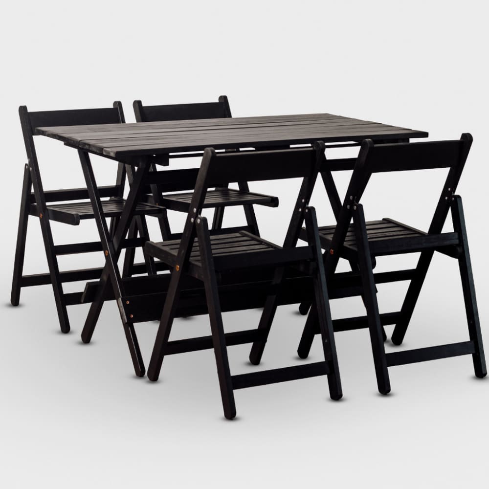 Conjunto de Mesa 120x70 e 04 Cadeiras Dobráveis