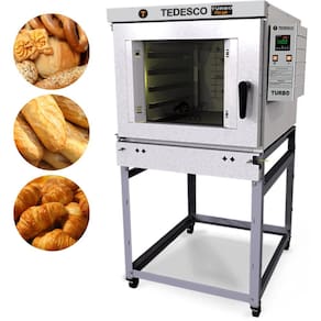 Forno Turbo A Gás GLP 271 Litros Para 5 Assadeiras Com Vapor Cavalete FTT150G Tedesco
