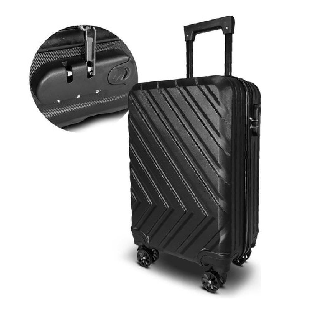 Mala De Viagem Rigida Abs De Bordo Pequena 10Kg Giro 360 De Mao Padrao Anac Com Cadeado Senha Preta