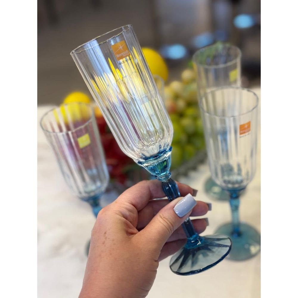 Unidade taça Champanhe Vidro Bormioli Rocco 210 ml Florian Blue