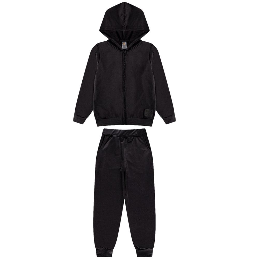 Conjunto Jaqueta Com Capuz Infantil + Calça Com Bolso