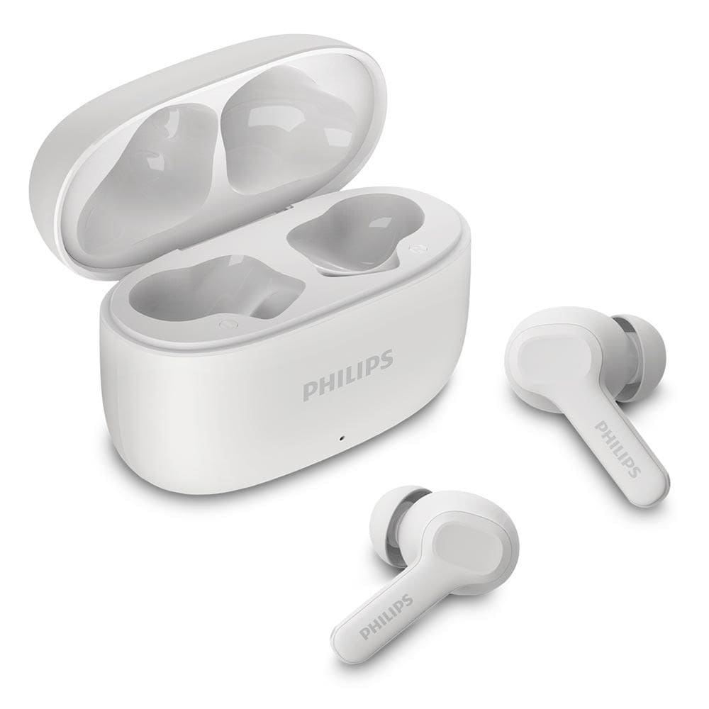 Fone de Ouvido Sem Fio Bluetooth Philips TWS Intra-auricular Branco com Microfone, IPX4