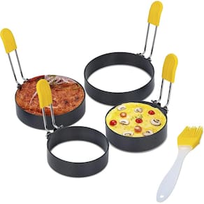 Anel Modelador de Ovo 4 Peças Antiaderente Hamburguer Omelete Frigideira Chapa Fritura