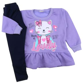 Conjunto Moletom Menina Blusa com Babado e Legging Peluciada