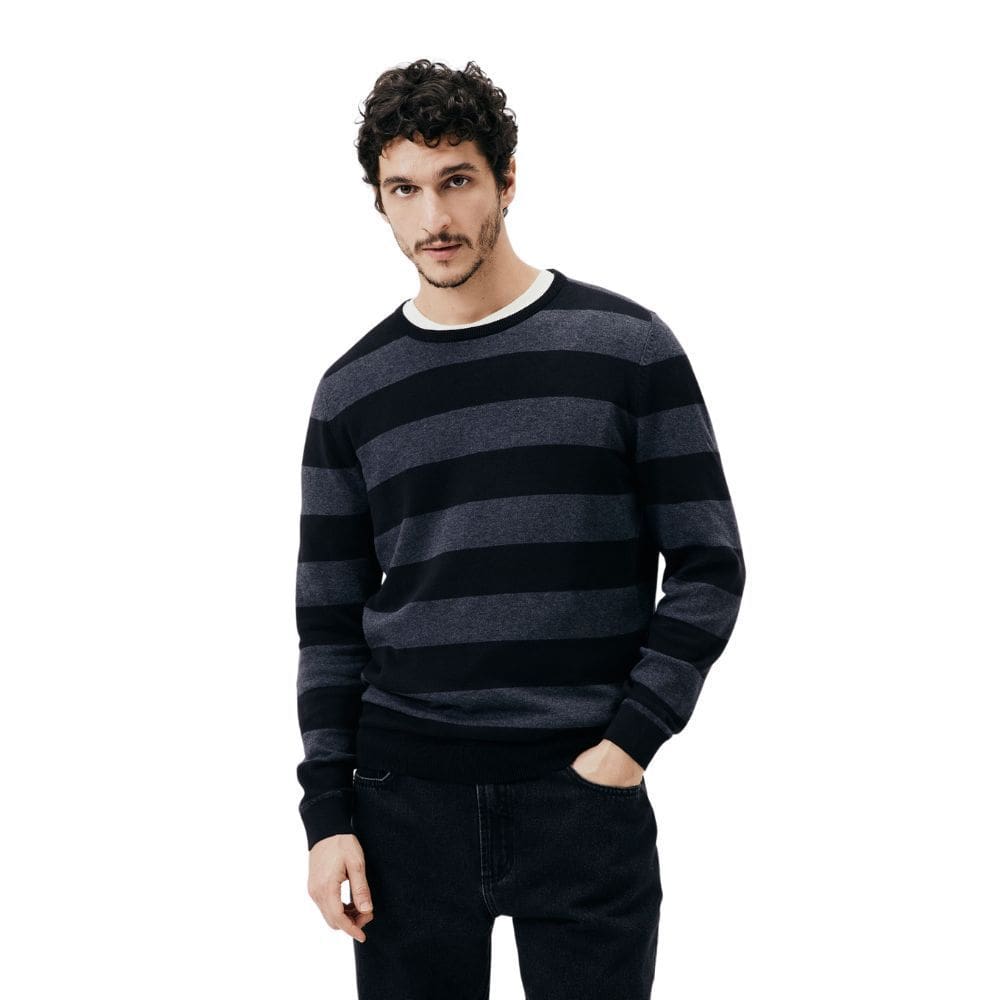 Camiseta Hering Manga Longa Blusão Listrada em Tricô