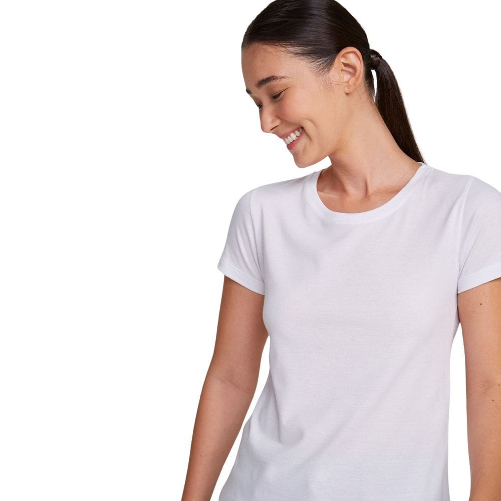 Kit Com 5 Camisetas Femininas Slim Básicas Branca lisa