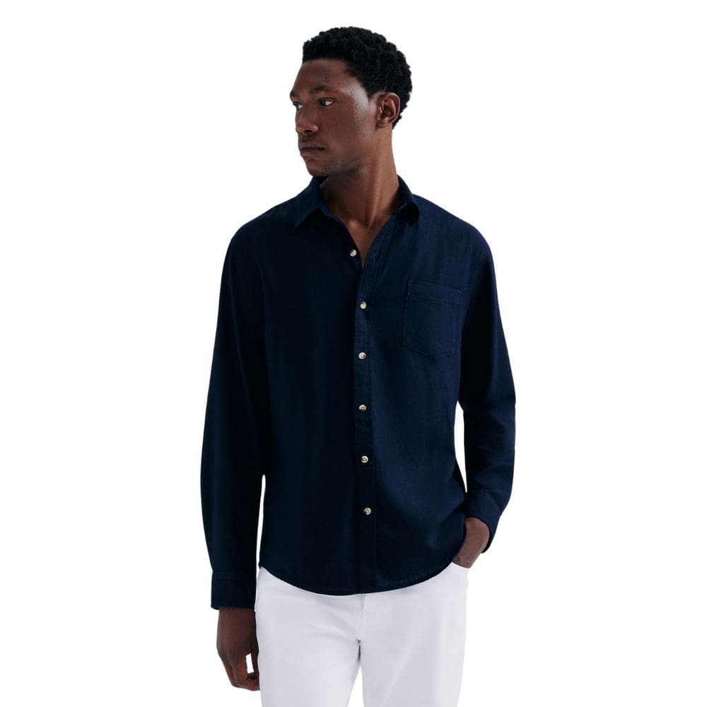 Camisa Hering Slim em Linho Masculina Manga Longa Esport Fino