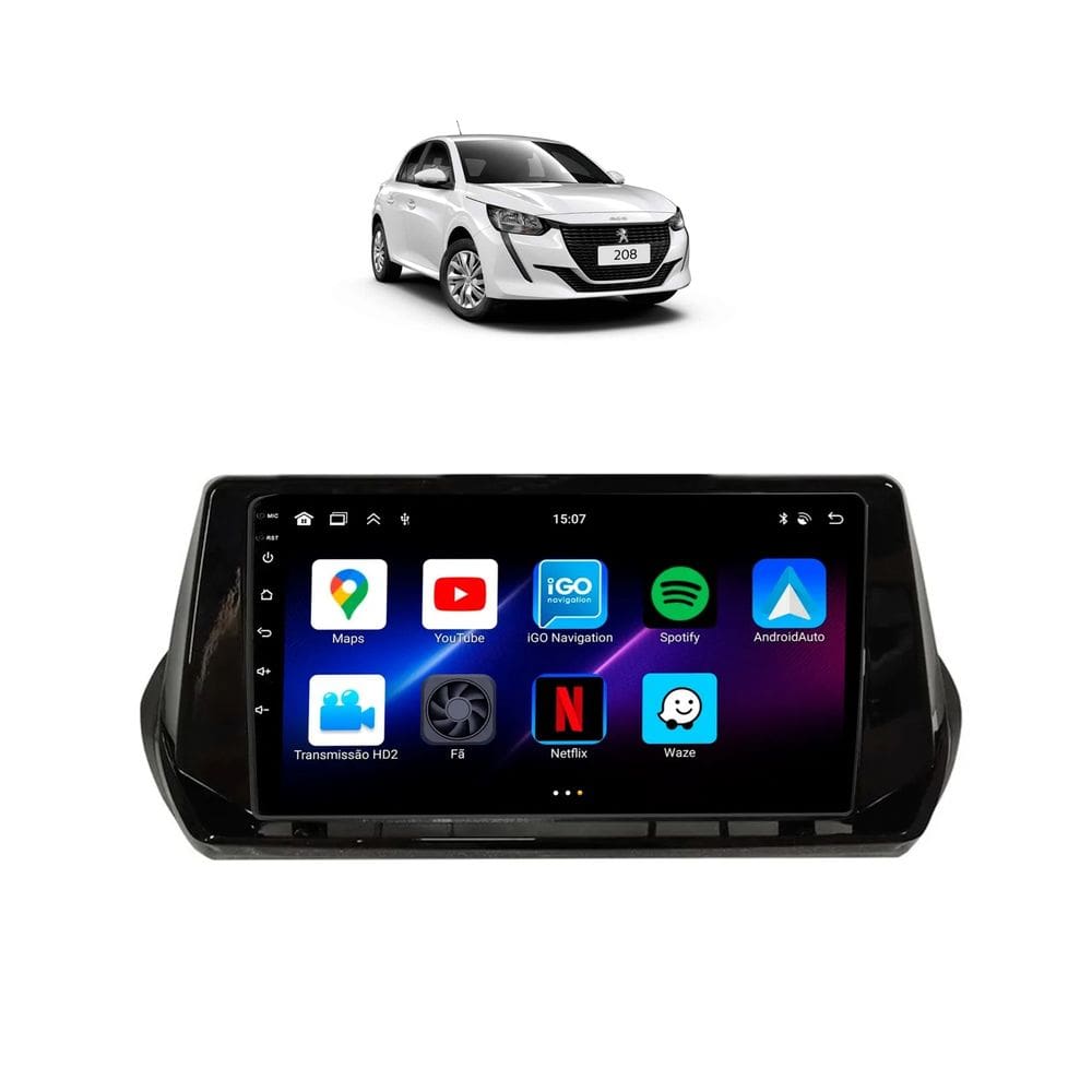 Kit Multimídia Peugeot 208 2020 / 2025 9 Pol Android Carplay 2/32GB - 915BR ROADSTAR