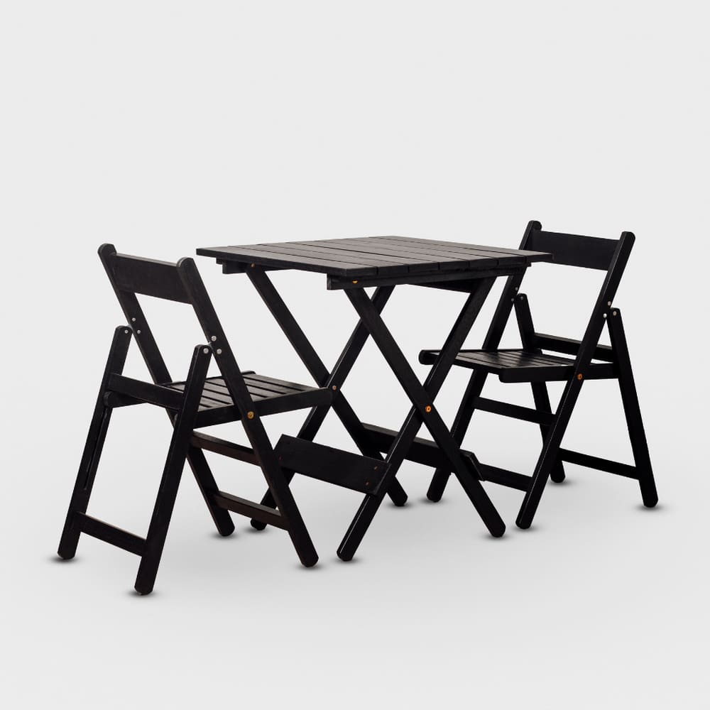 Conjunto de Mesa 70x70 e 02 Cadeiras Dobráveis