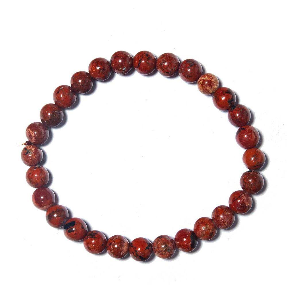 Pulseira Pedra Jaspe Africano Bolinha 6mm Fio Silicone