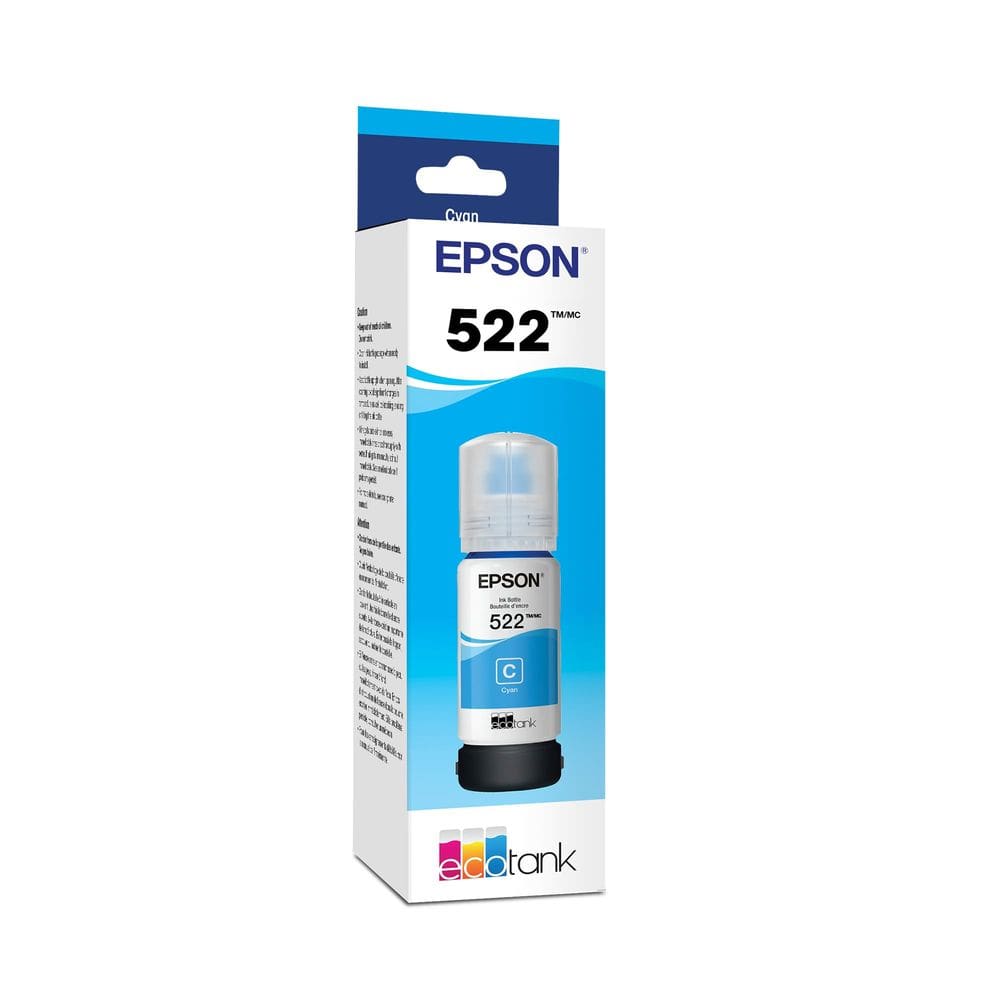 Garrafa de tinta Epson 522 EcoTank Ciano de capacidade ultra-alta T522220-S