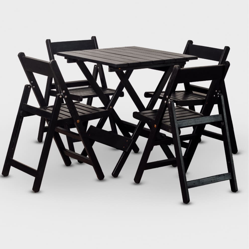 Conjunto de Mesa 70x70 e 04 Cadeiras Dobráveis