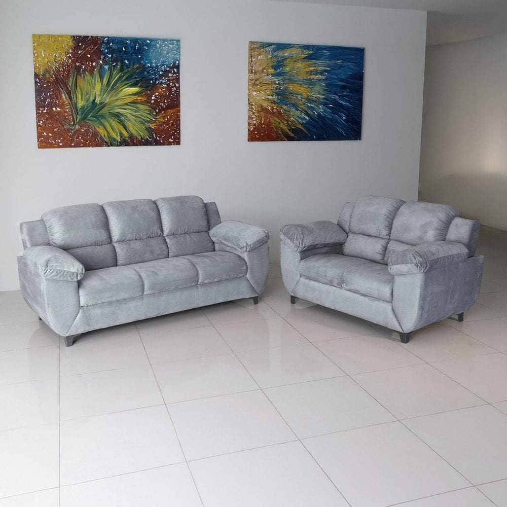 Conjunto de Sofás 3 e 2 Lugares Clássico Cinza