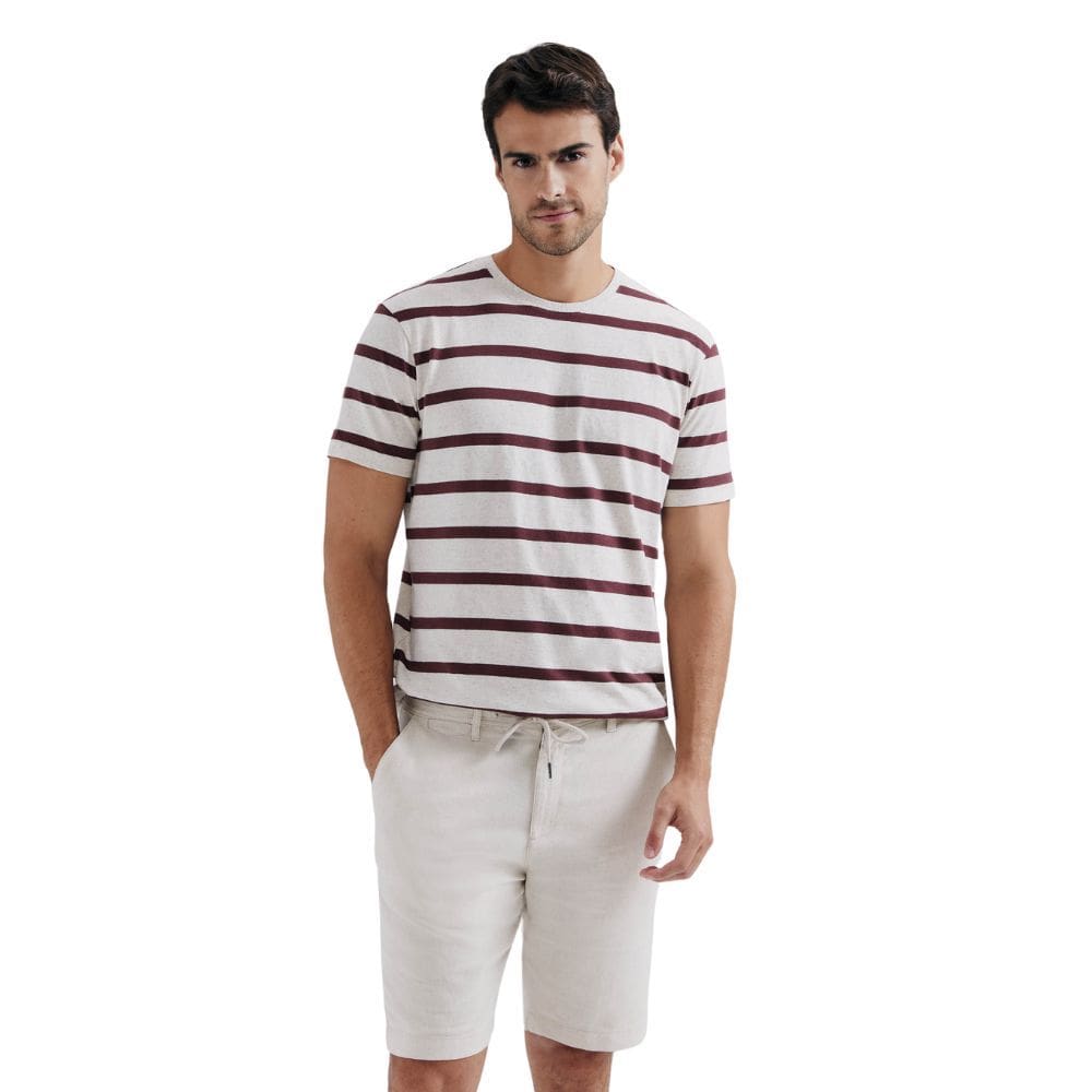 Bermuda Hering linho Fio Tinto Marfim