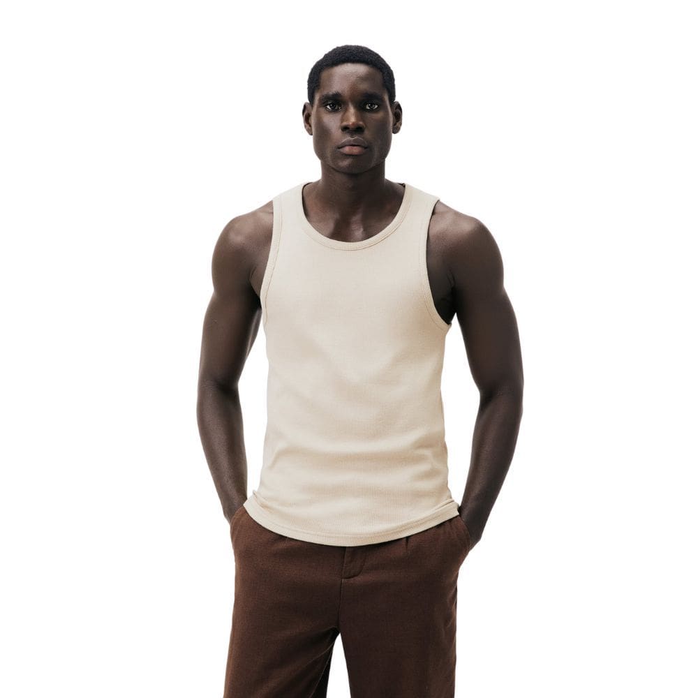 Regata Hering Canelada Bege Masculina Slim Ribana