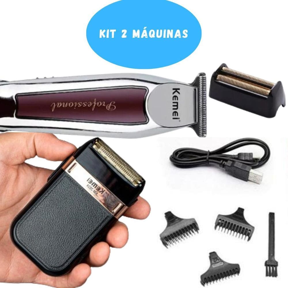 Kit Cuidado Masculino Kemei 2024 + 9164 Bivolt Funcional