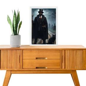 Quadro Umbanda Exu Gato Preto 33X24Cm